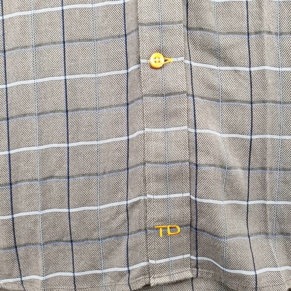 Thomas Dean Shirt‎ Mens Medium Gray Plaid Long Sleeve Button Up Classic Preppy - Picture 3 of 11